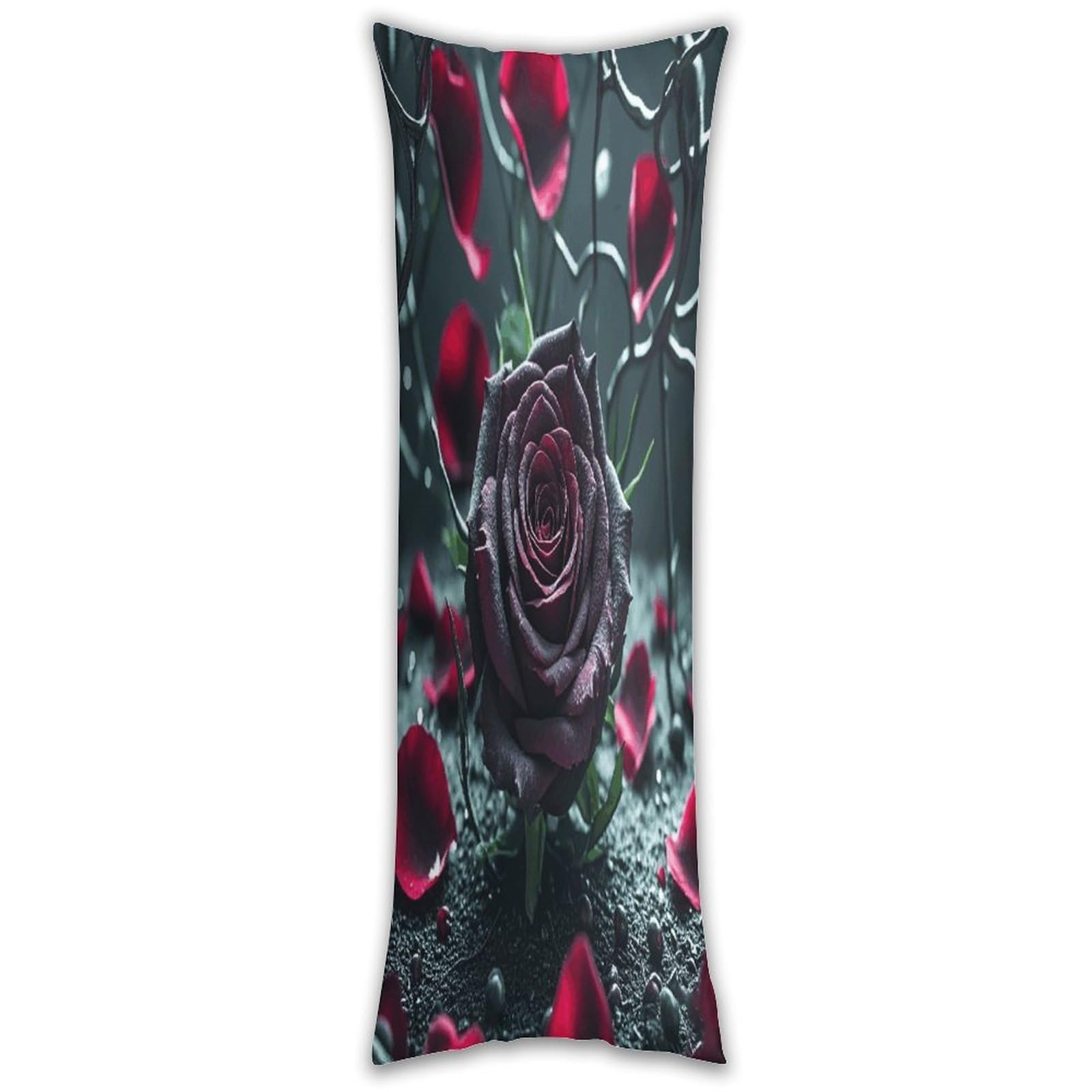 Rose Body Pillow Cover with Hidden Zipper Breathable Polyester Long Pillow Case Cozy Fuzzy Body Pillowcase Ultra Soft Long Pillow Cover for Bedroom 18.9 X 53 in