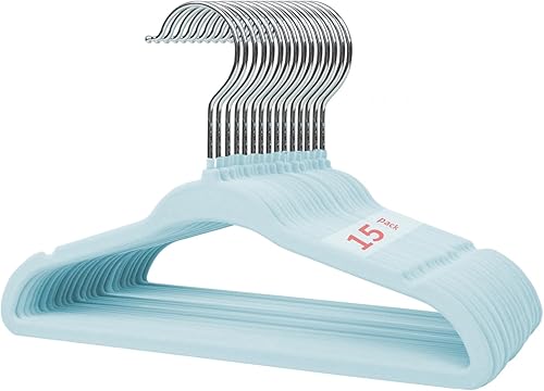 LEMEGA Percha de terciopelo para bebé, paquete de 15 unidades, colgador de ropa de bebé con diseño de muescas, perchas ultrafinas para niños que