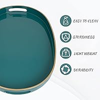 Vista 64 de MAONAME Bandeja de servir azul real con asas, bandeja decorativa rectangular, bandejas modernas para mesa de café, bandejas otomanas de plástico