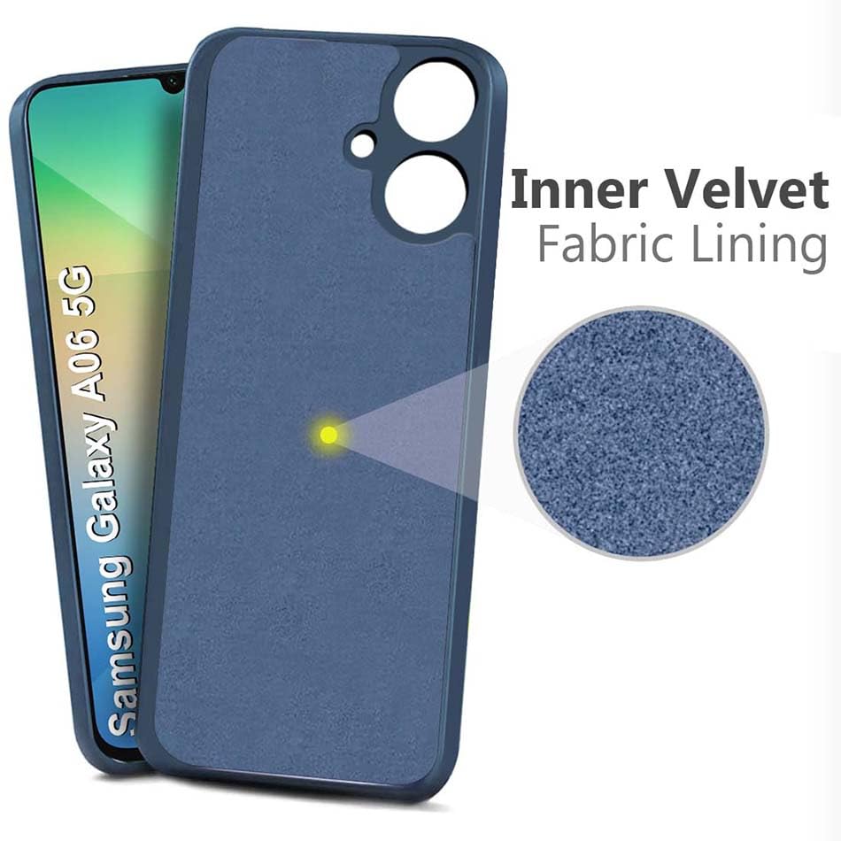 Image of Fashionury Liquid Silicon Back Cover for Samsung Galaxy A06 5G | Camera Protection | Inner Velvet Fabric | Anti-Fingerprint | Ultra Slim Case (Blue)