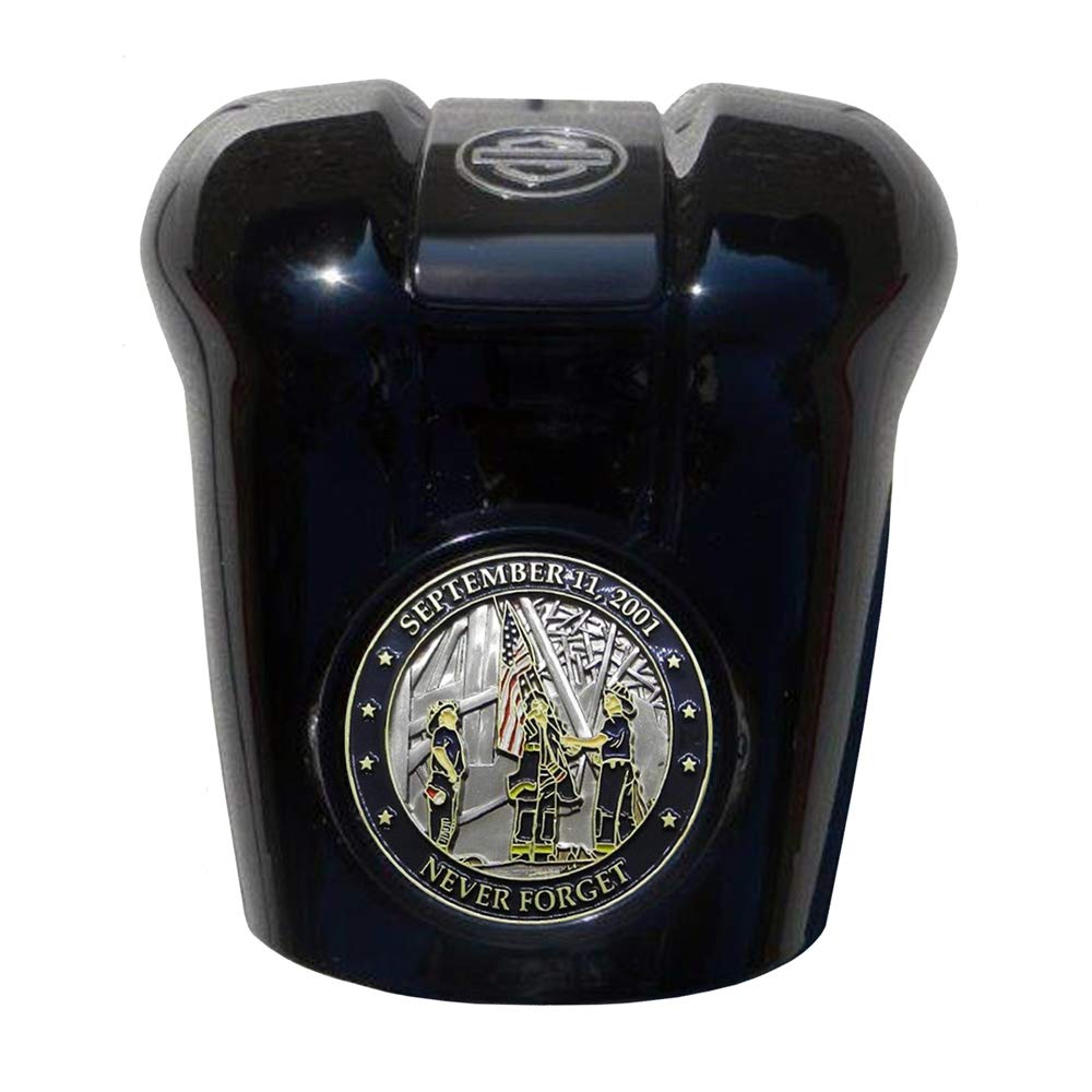 MotorDog69 Never Forget Harley Milwaukee Eight Black Waterfall Horn Cover Coin Mount Set