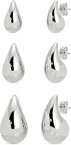 Small Teardrop Gold Chunky Earrings for Women,Thick Gold Plated Hoop Hypoallergenic Water Drop Earring Dupes for Women 18MM