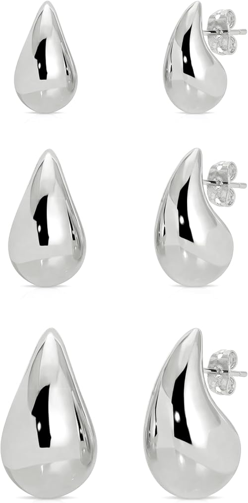 Small Teardrop Gold Chunky Earrings for Women,Thick Gold Plated Hoop Hypoallergenic Water Drop Earring Dupes for Women 18MM