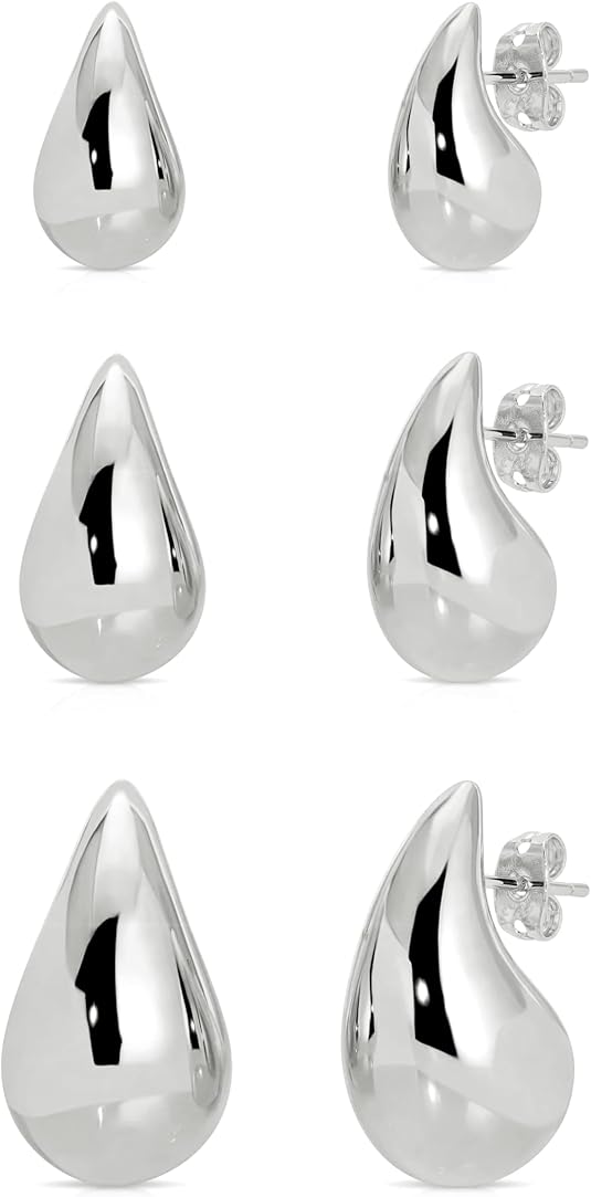 Small Teardrop Gold Chunky Earrings for Women,Thick Gold Plated Hoop Hypoallergenic Water Drop Earring Dupes for Women 18MM