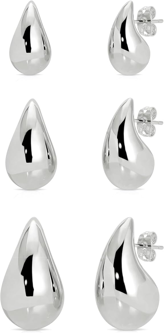 Small Teardrop Gold Chunky Earrings for Women,Thick Gold Plated Hoop Hypoallergenic Water Drop Earring Dupes for Women 18MM
