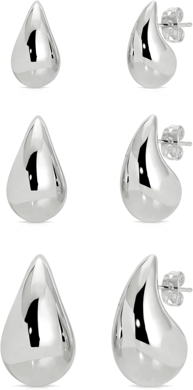 Small Teardrop Gold Chunky Earrings for Women,Thick Gold Plated Hoop Hypoallergenic Water Drop Earring Dupes for Women 18MM