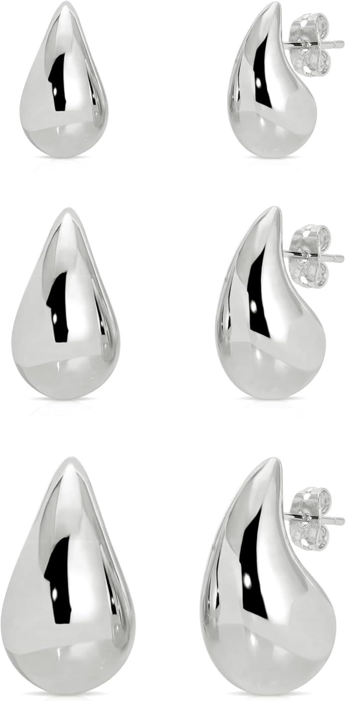 Small Teardrop Gold Chunky Earrings for Women,Thick Gold Plated Hoop Hypoallergenic Water Drop Earring Dupes for Women 18MM