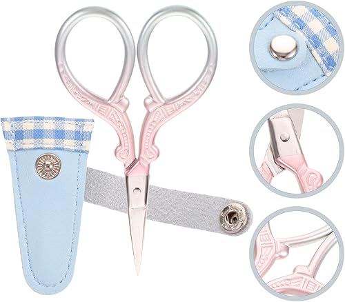 Miniatura 3 de COHEALI Juego de 2 tijeras para álbumes de recortes, suministros de bordado a mano, protector de cuero, caja de costura Tijeras de Costura para