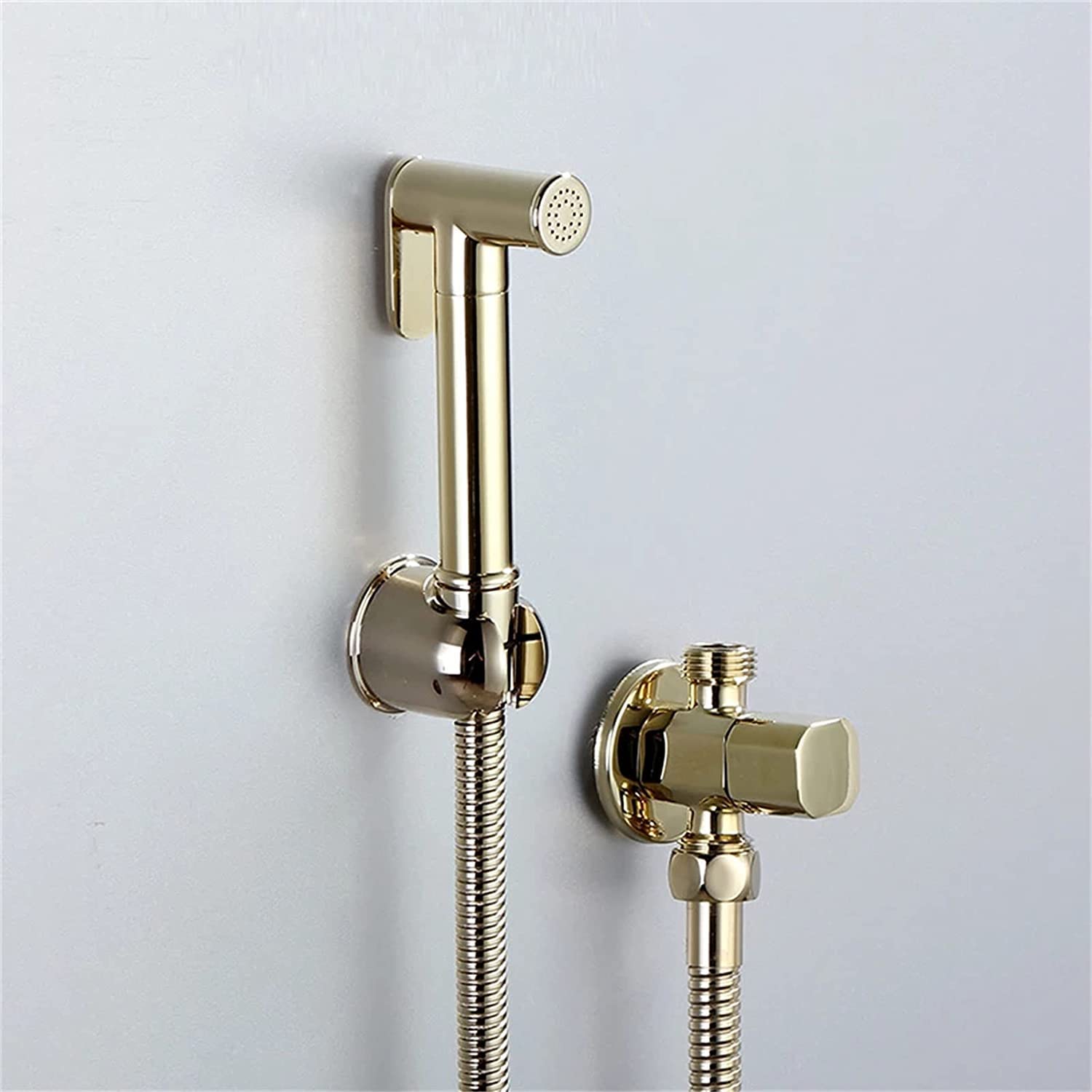 GLJTUO Handheld Bidet Douche Shower Spray, Hand Held Toilet Bidet Sprayer Wall Mounted, Single Cold Bidet Faucet, Solid Brass Shattaf Bidet Douche Kit,B Set