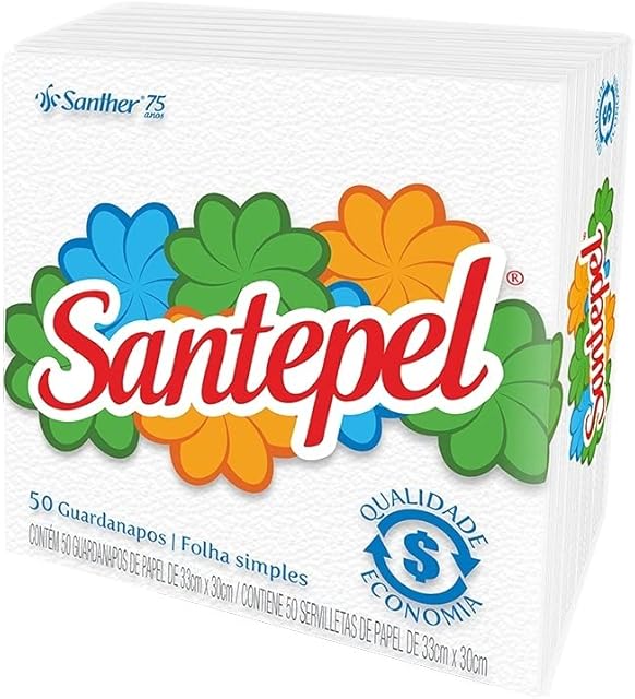 Guardanapo de Papel Folha Simples Santepel 33cm x 30cm - Kit com 500 Unidades