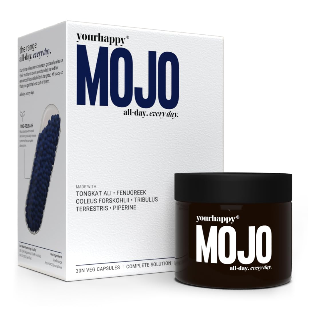 YourHappyLife MOJO Testosterone Supplement for Men with Premium Natural Stamina Amplifier and Fenugreek, L-Arginine & Tribulus for Performance Support, Muscle Recovery & Stamina 30 Capsules