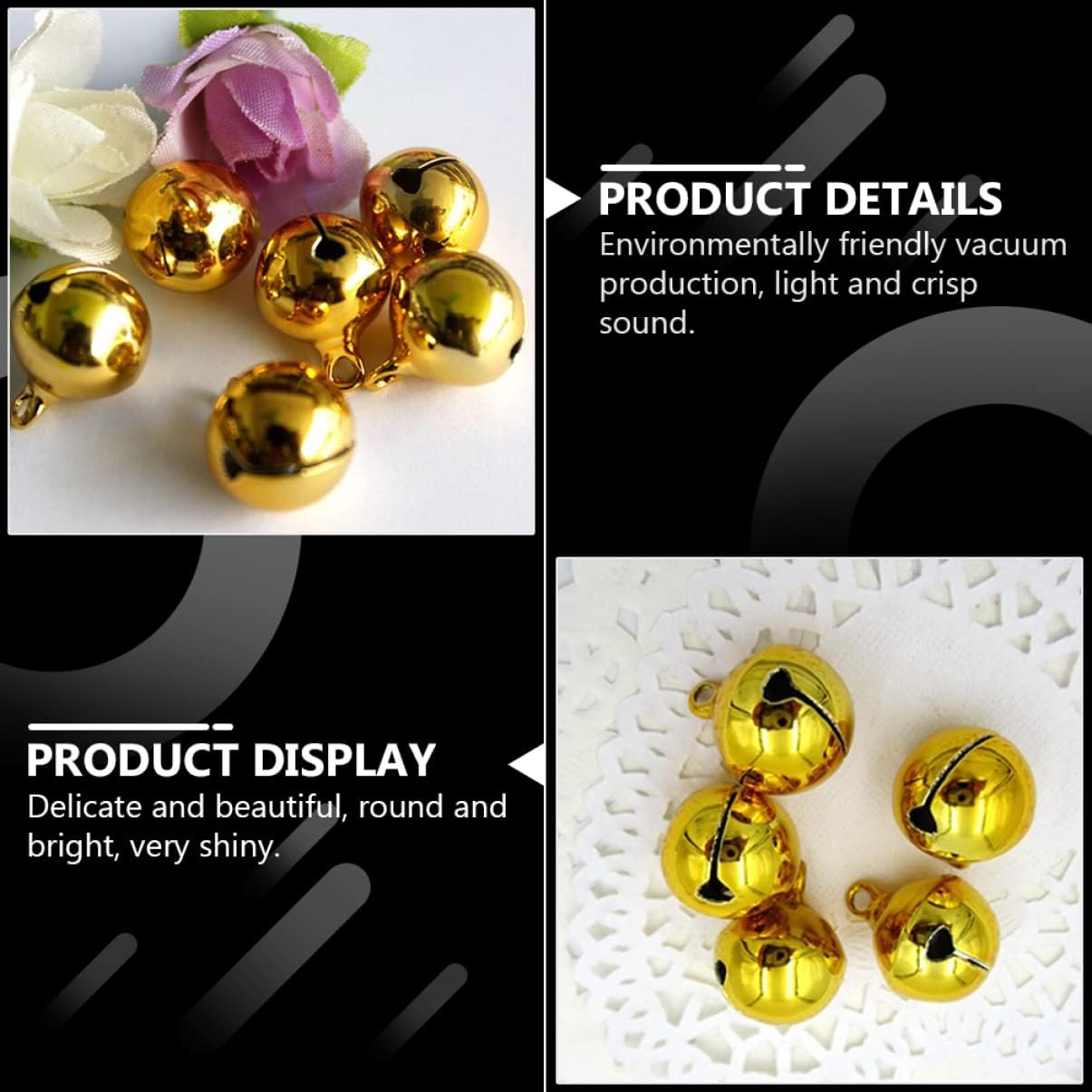TEHAUX 20pcs Gold Copper Bells for Christmas Decorative Small Jingle Bells Pendant Accessories for Keychains Crafts and Holiday Decor