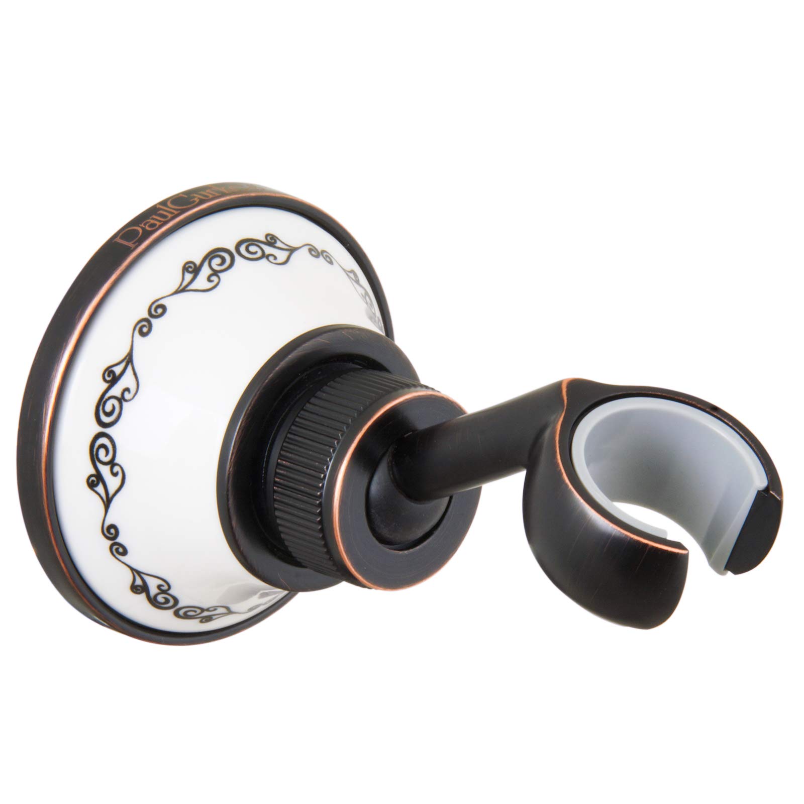 schwarzer Brausehalter Nostalgie Keramik Retro Landhausstil Halterung für Handbrausen schwarz mit Bordüre Handbrausenhalter verstellbare Neigung Vintage Keramik