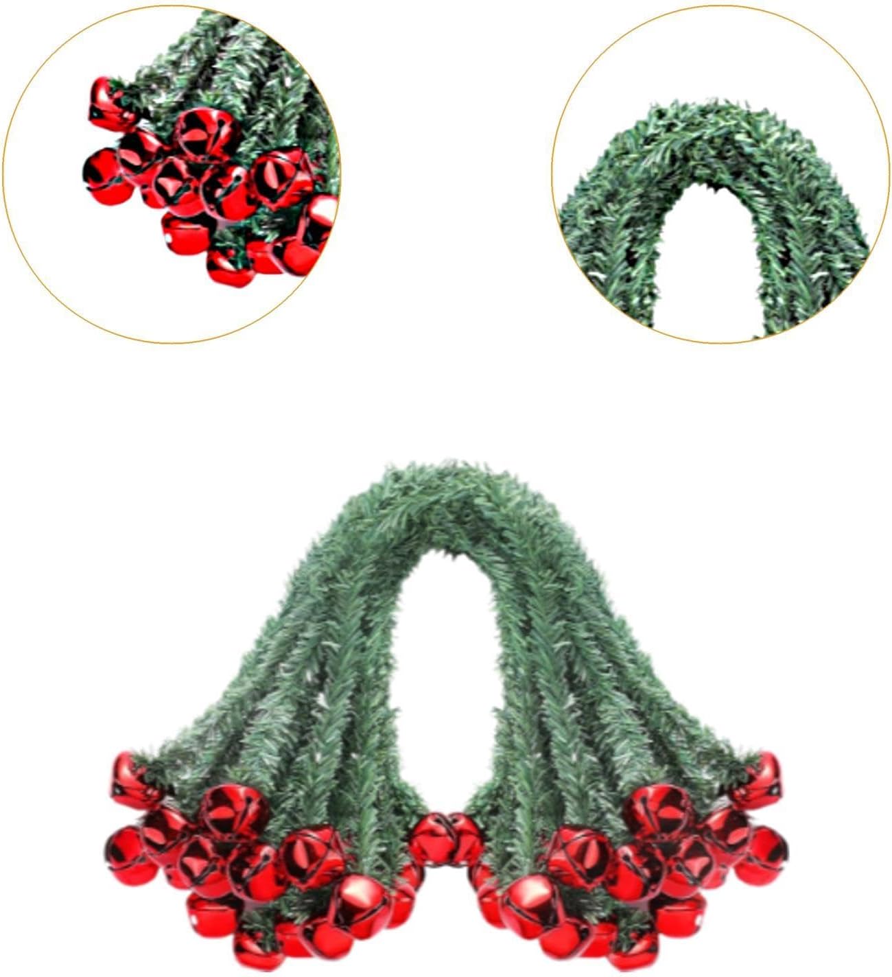25Pcs Christmas Garland Ties with Bells Ornaments 19.69inch for Banister Stairs Railing for Craft Wrapping Gift