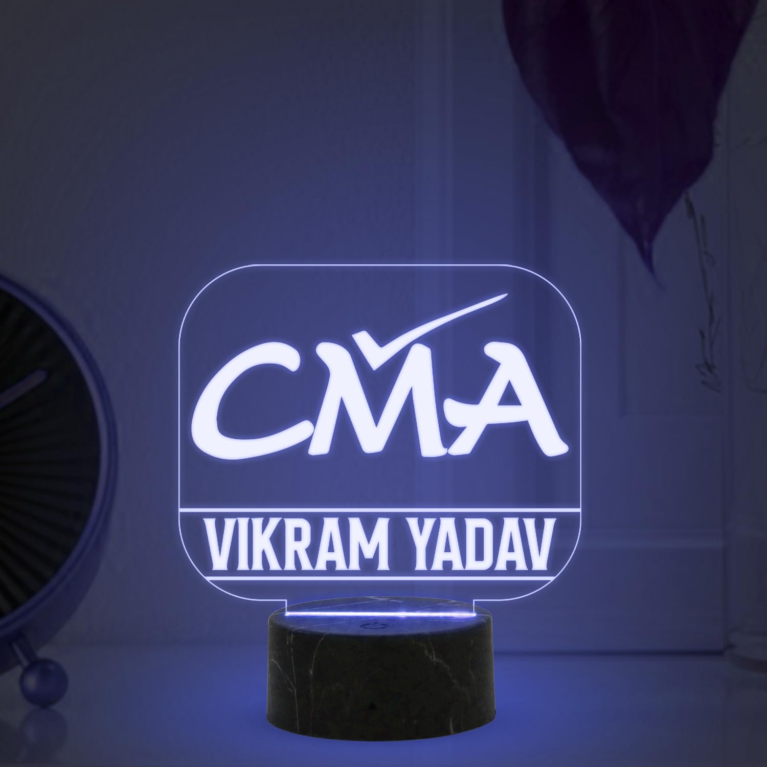 Gift Me Bazar Personalized CMA Desk Table Lamp with Multicolored Light & USB Powered | Gift for CMA Aspirants | Ideal for Home, Office, and Indoor Entrances | Office Table Decor (Name Plate Design 1)-image-46