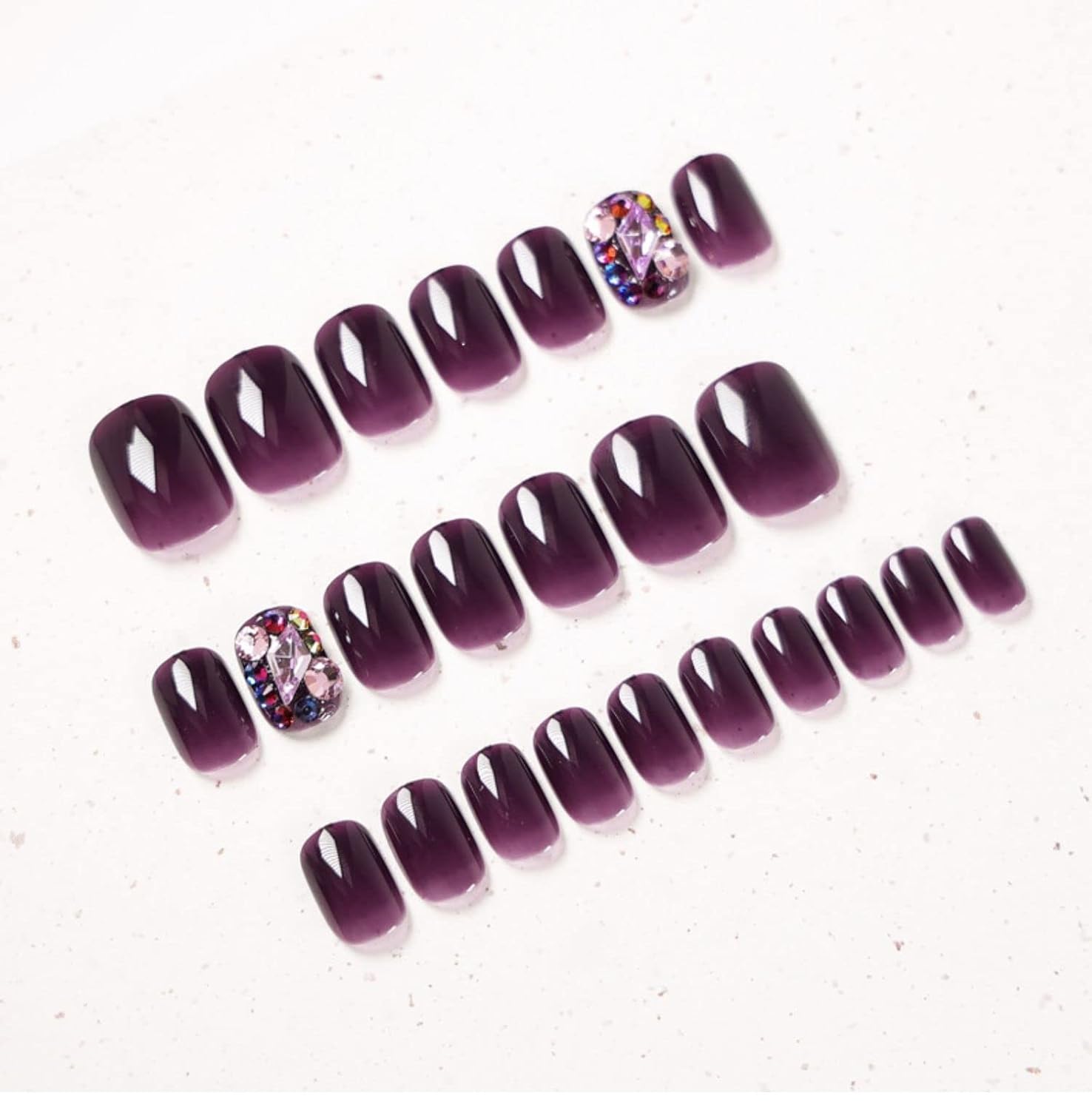 Fake Nails Press Set Short Reusable with Designs Artificial False Stick-on Tips Art