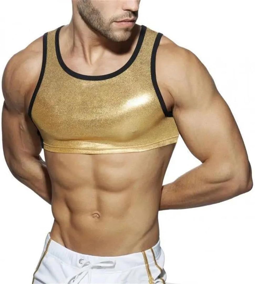 Men Tank Tops Patchwork O Neck Sleeveless Slim Fit Casual Sports Vest