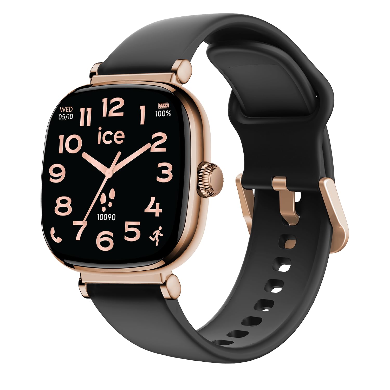 Ice-Watch - ICE smart SQ 2.0 Rose-gold Black - Różowo-złoty smartwatch damski z silikonowym paskiem - 025890 (1,2 cala / 37mm)