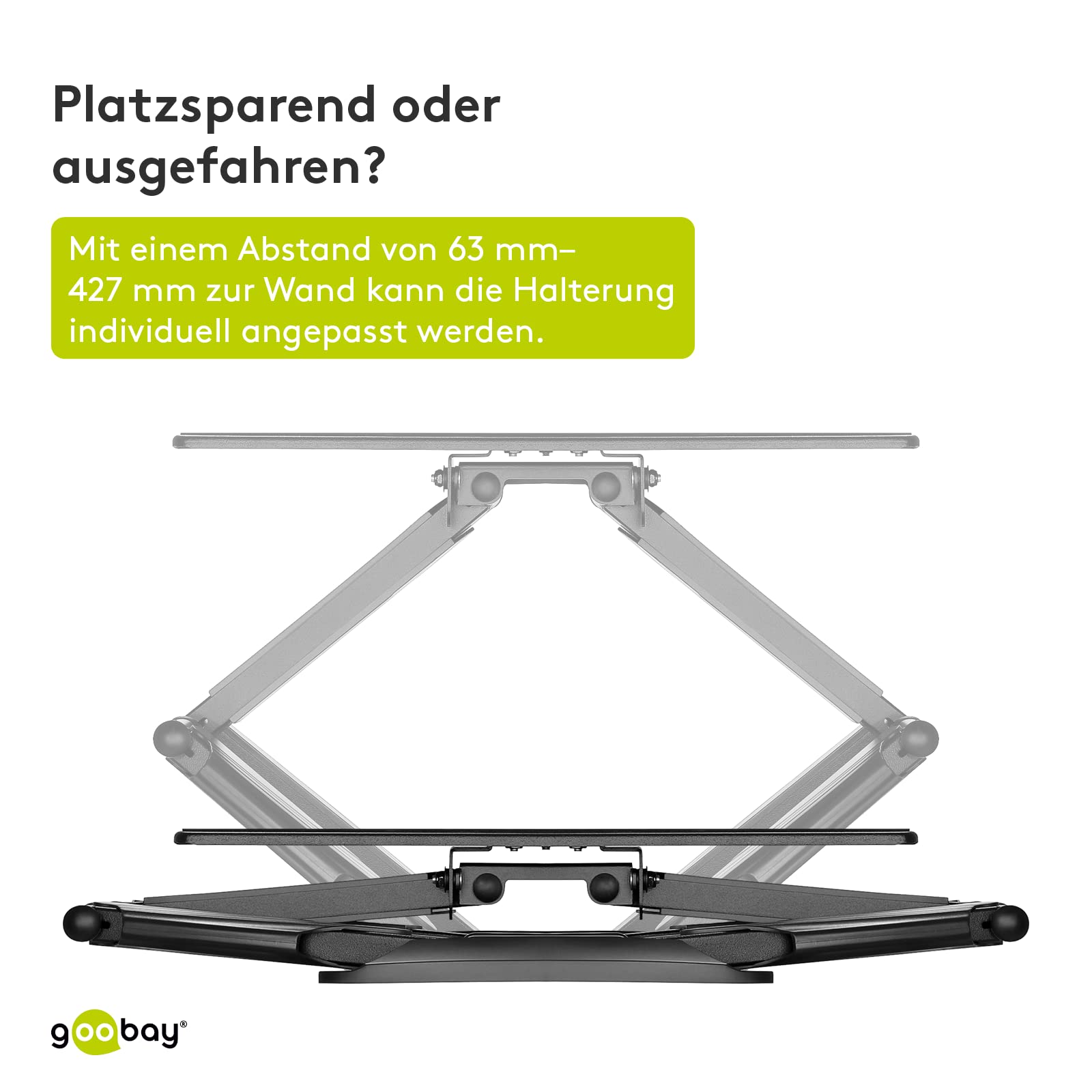 Goobay 49956 uchwyt ścienny do telewizora OLED Full (L), 37" do 70" (94-178 cm), w pełni ruchomy, wychylny/pochylny, 30 kg, Vesa Standard, czarny