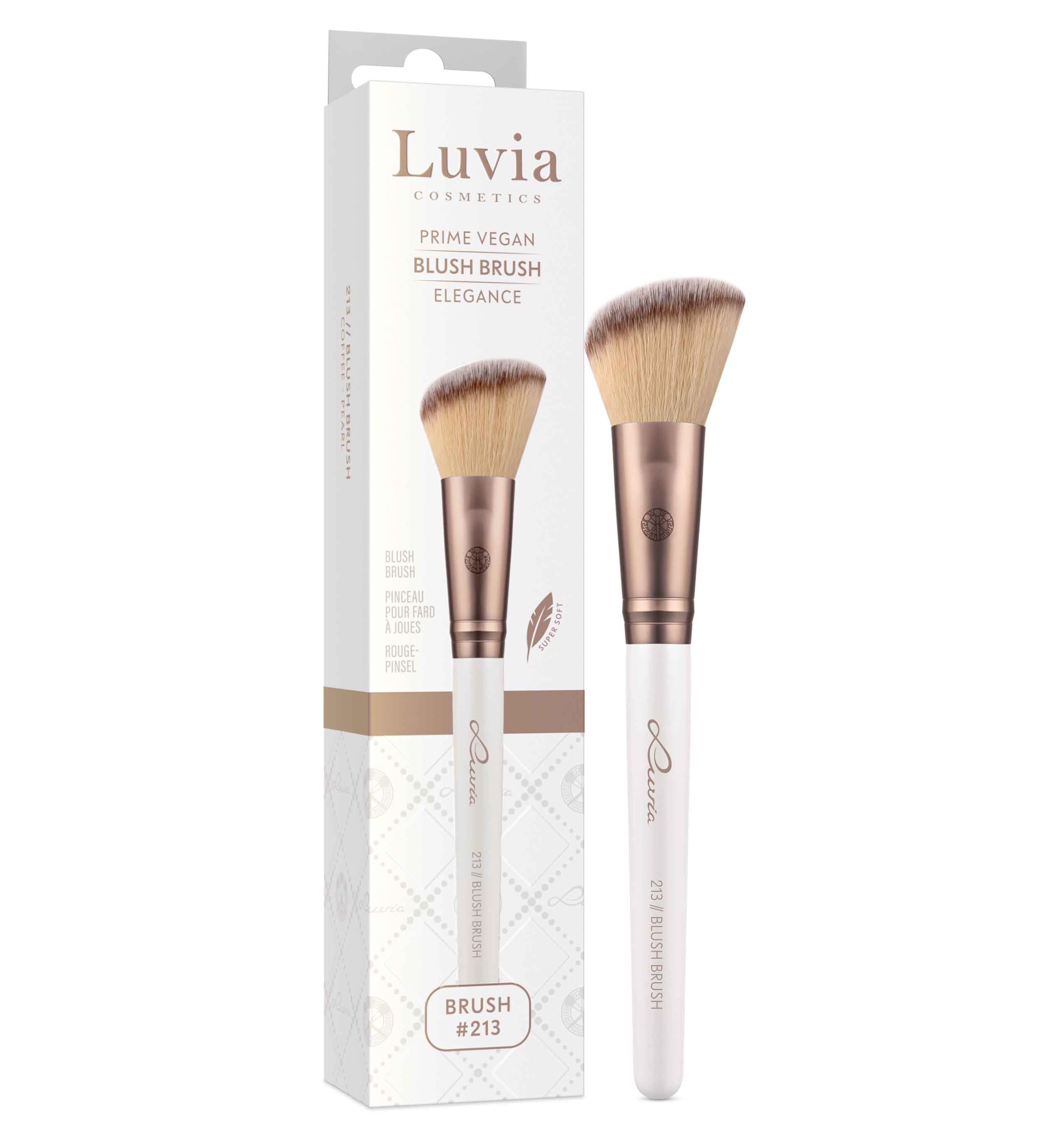 Luvia Cosmetics Luvia 213 Professional Makeup Brush Blush Bronzer Brush Angled Powder Brush Vegan Cosmetic Brush Elegance