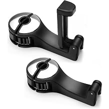 2PCS Car Headrest Hidden Hooks, 2in1 Phone Holder Hooks Silver
