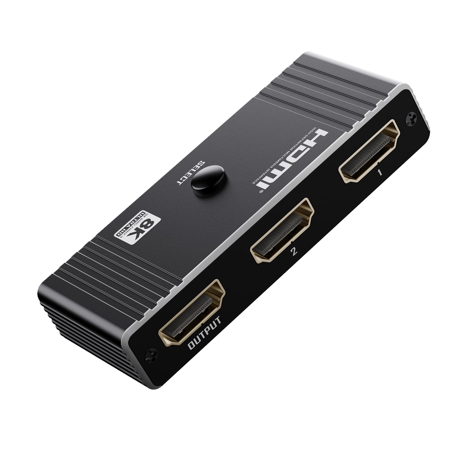 HDMI Switch 8K 60Hz - HDMI 2.1 Switcher 2 in 1 Out, 4K@120Hz Aluminum HDMI 2.1 Splitter, Manual Switch Compatible with PS5/4/3 Xbox Fire Stick Blu-Ray Player (Black)