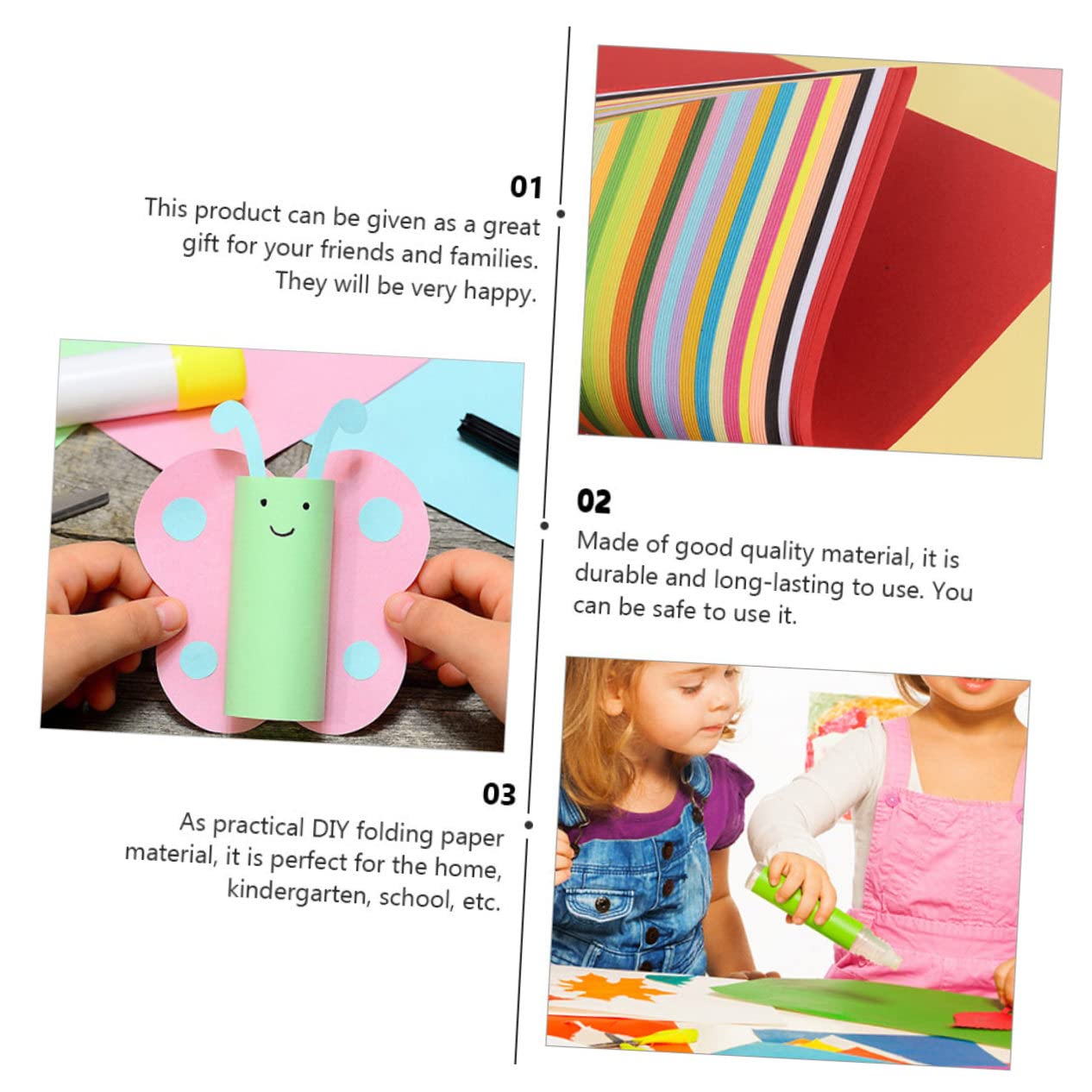 Buntes Quadratisches Faltpapier für Kinder, 200 Blatt, Papier
