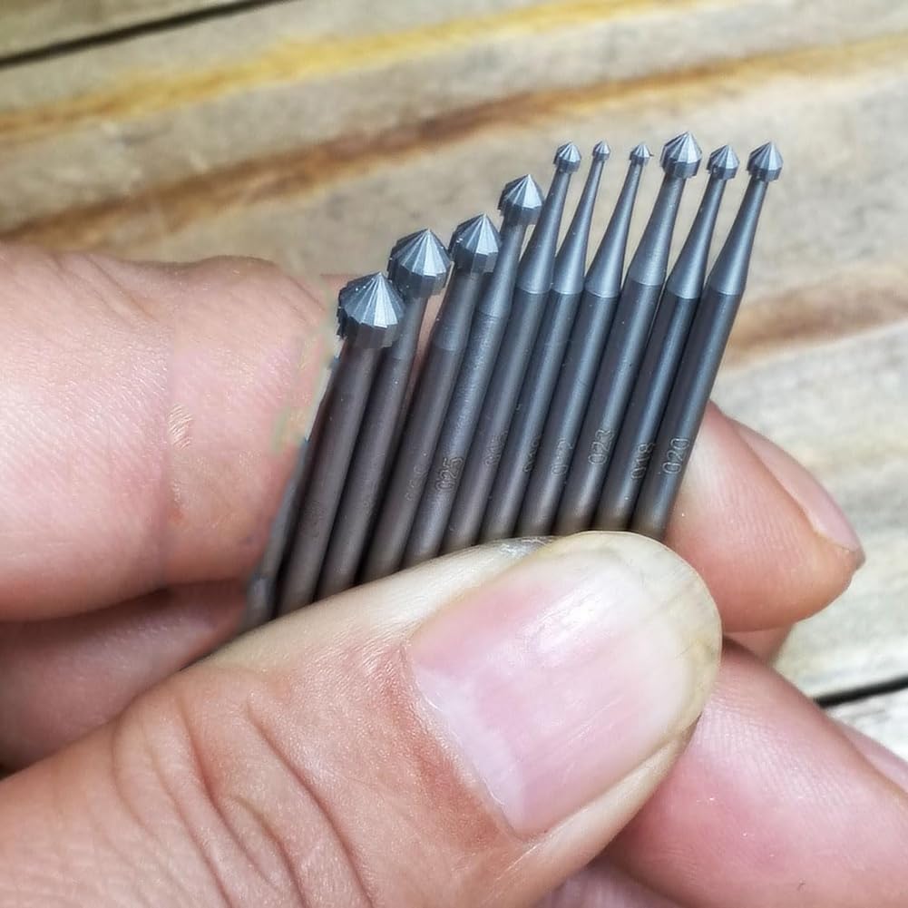 Gokoti 10 Pcs Jewelry Setting Burr - 3/32Inch Shank Stone Setting Burs Cylinder - Cone Shape Lapidary Making Tools - Image 4