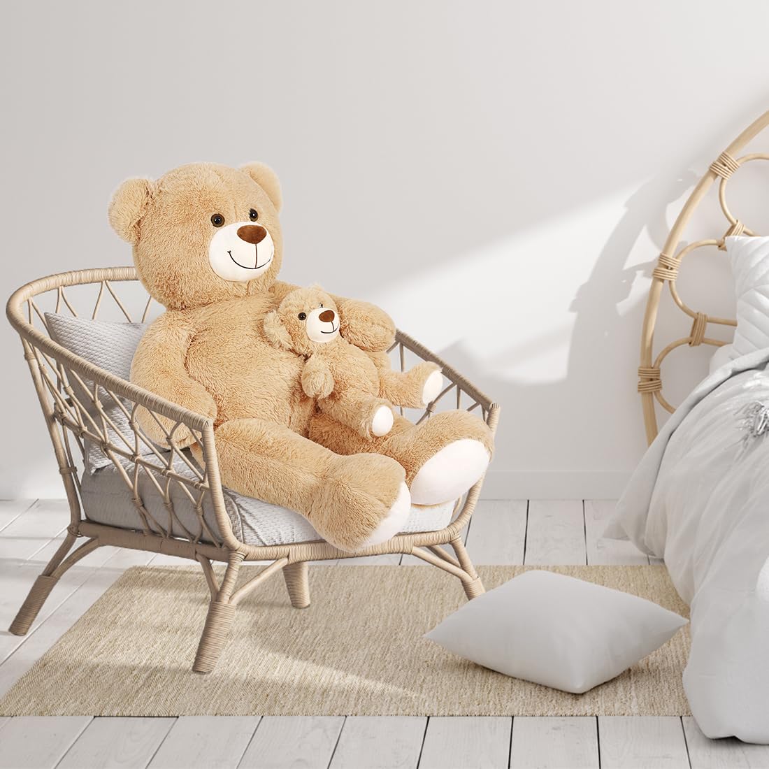Orsacchiotto gigante animali di peluche 100 cm, grande orso di peluche madre con bambino, orsacchiotto gigante per bambini, fidanzata della festa della mamma, San Valentino (marrone chiaro)