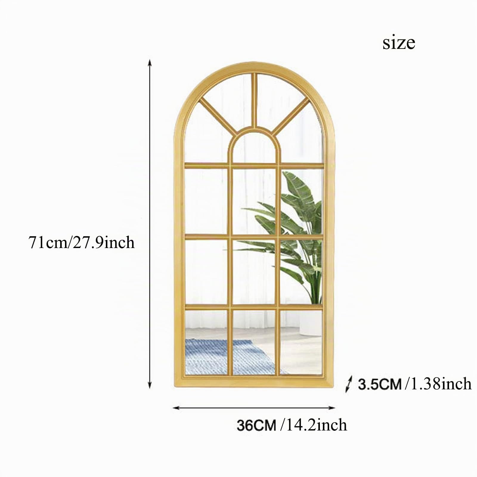 Espejo Ventana Francesa, Decorativo Pared, para Salón, Recibidor, Vestidor, Dormitorio y Baño, Estilo Retro