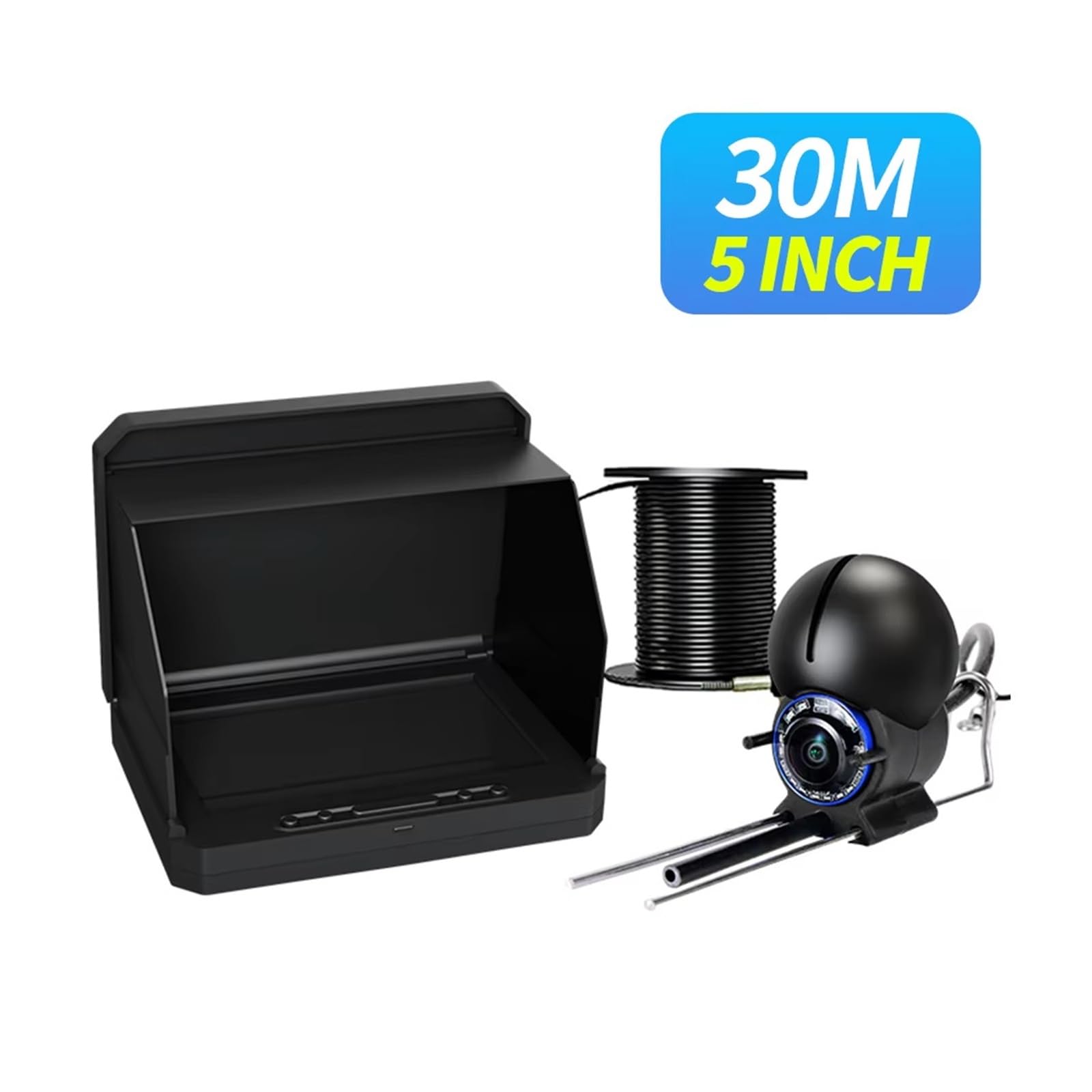 Detector de Peces, Cámara de Pesca submarina 5'' HD 1080P Ice IR y LED buscador portátil for la Oscuridad(30m)