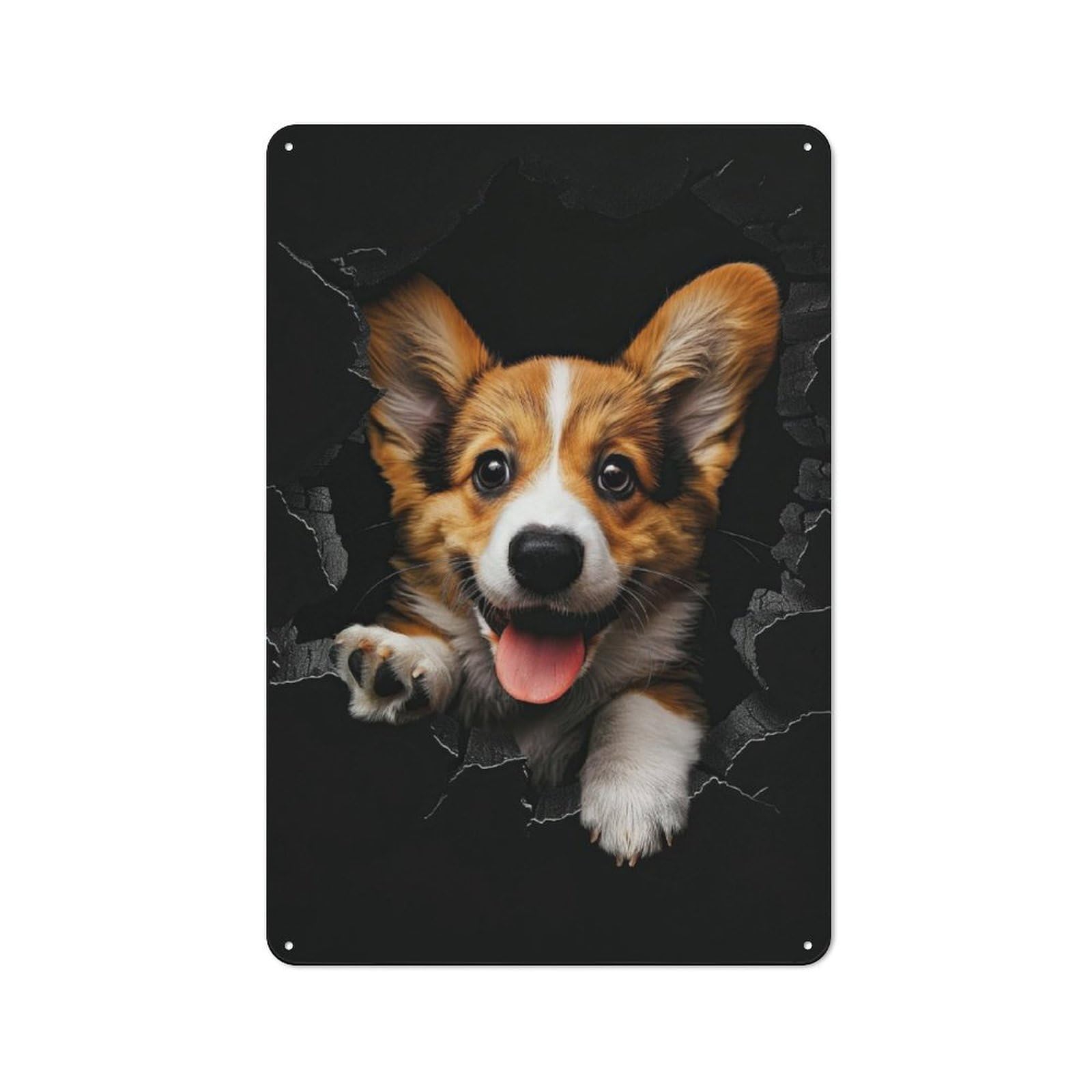 Junmoney Pemproke Welsh Corgi Rustic Metal Sign 30X20cm For Café Or Restaurant, For Vintage Wall Decor Fans, For Living Room And Hallway Decor