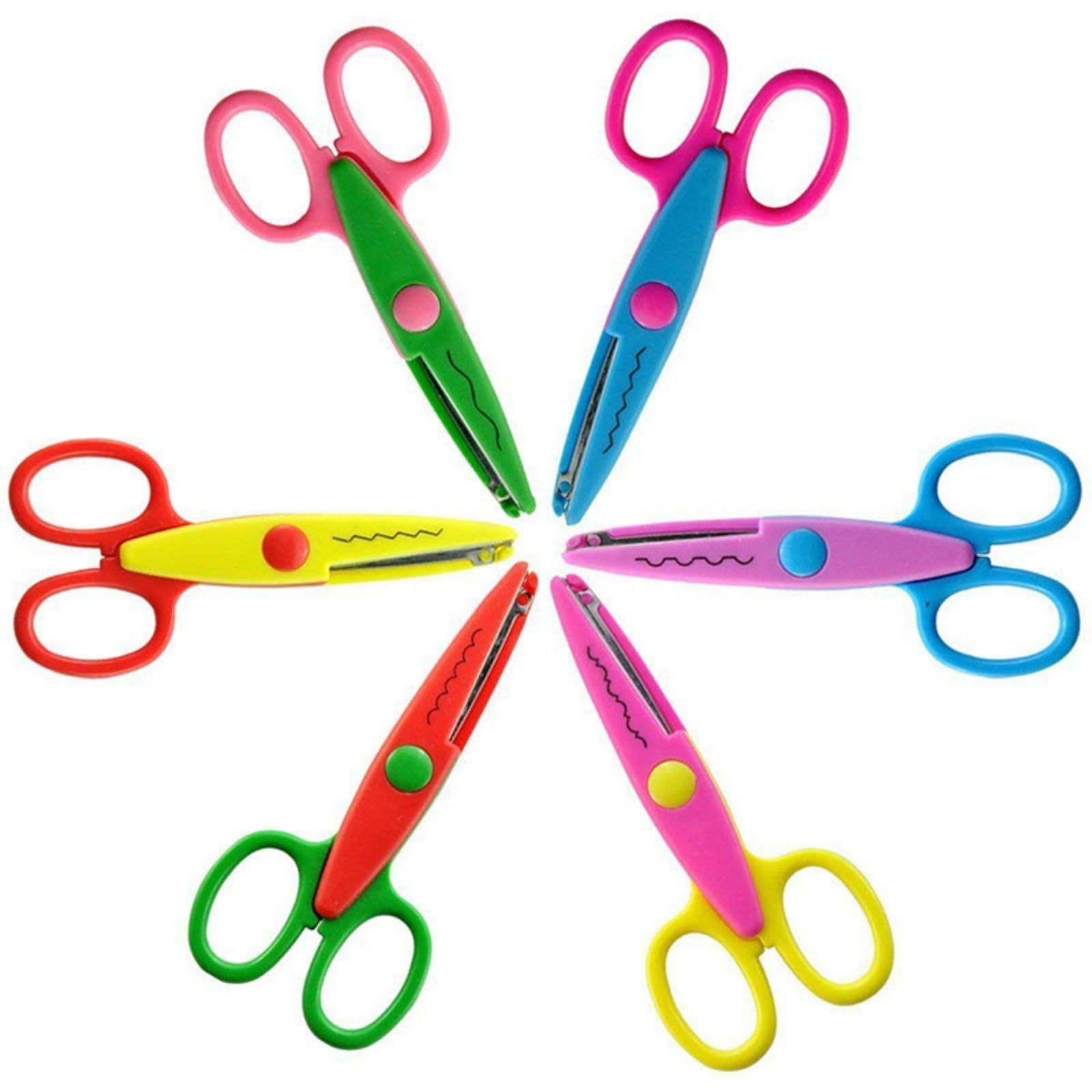 6 Pairs Paper Edge Scissors, Colourful Craft Art Scissors for Toddlers, DIY Photos Album Scrapbooking