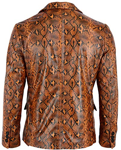 Men Fashion Real Leather Python Snake Cobra Textured Blazer Jacket Two Button2