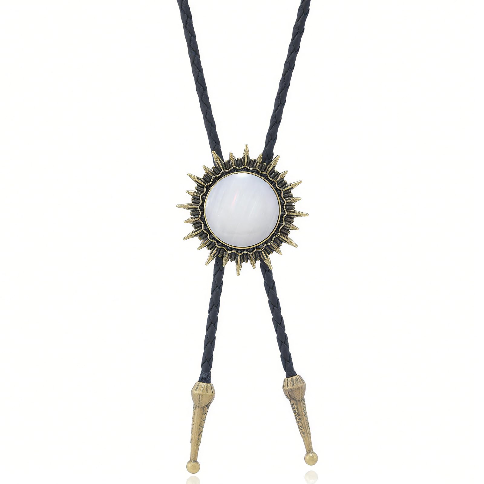 Bolo Tie for Men Women Cowboy Turquoise Celtic Natural Tiger Eye Stone Longhorn Bull Western Leather Bolo Necktie