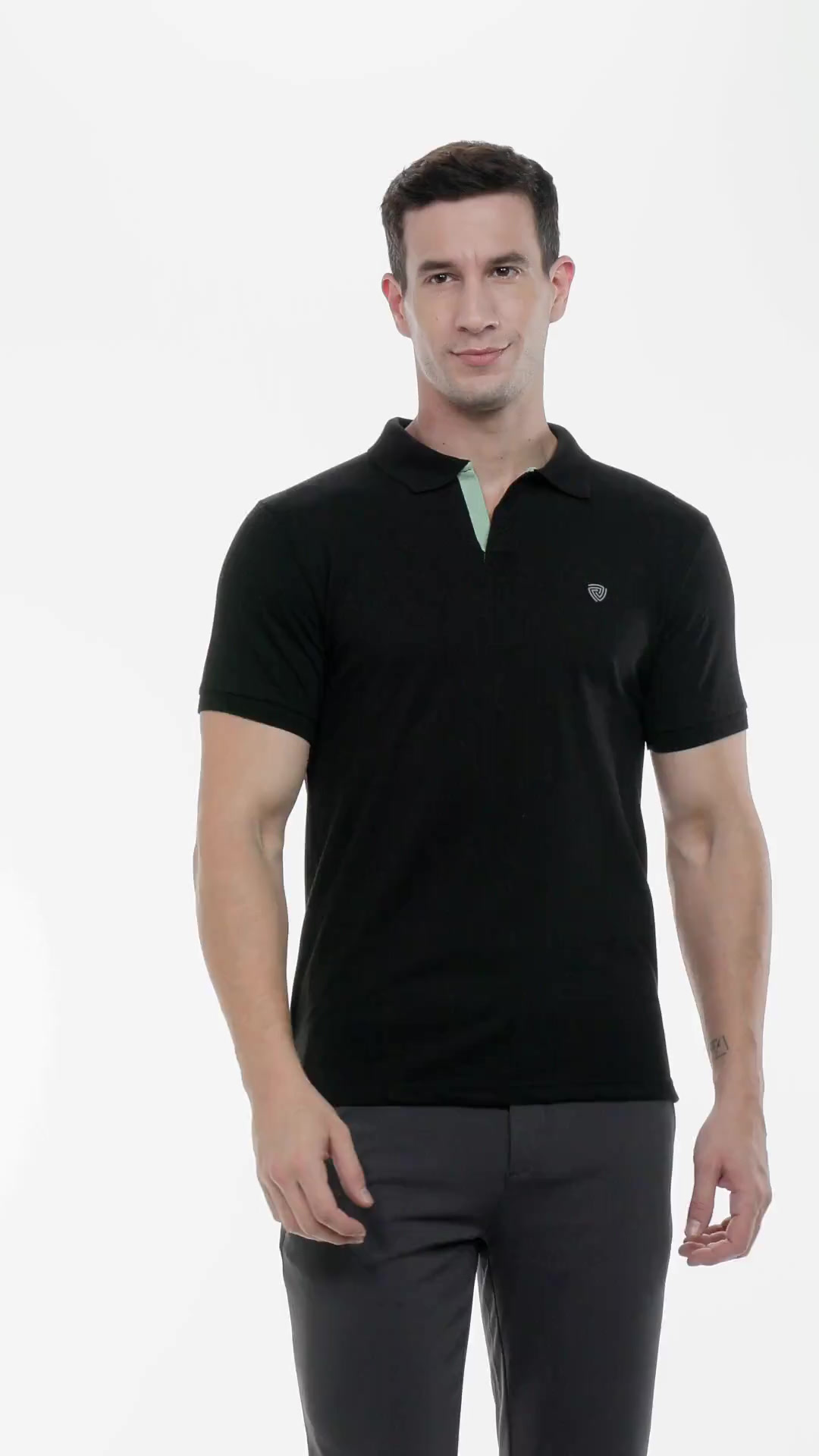 Lux Cozi Men's Pack of 1 Black Regular Fit Polo Neck Half Sleeve