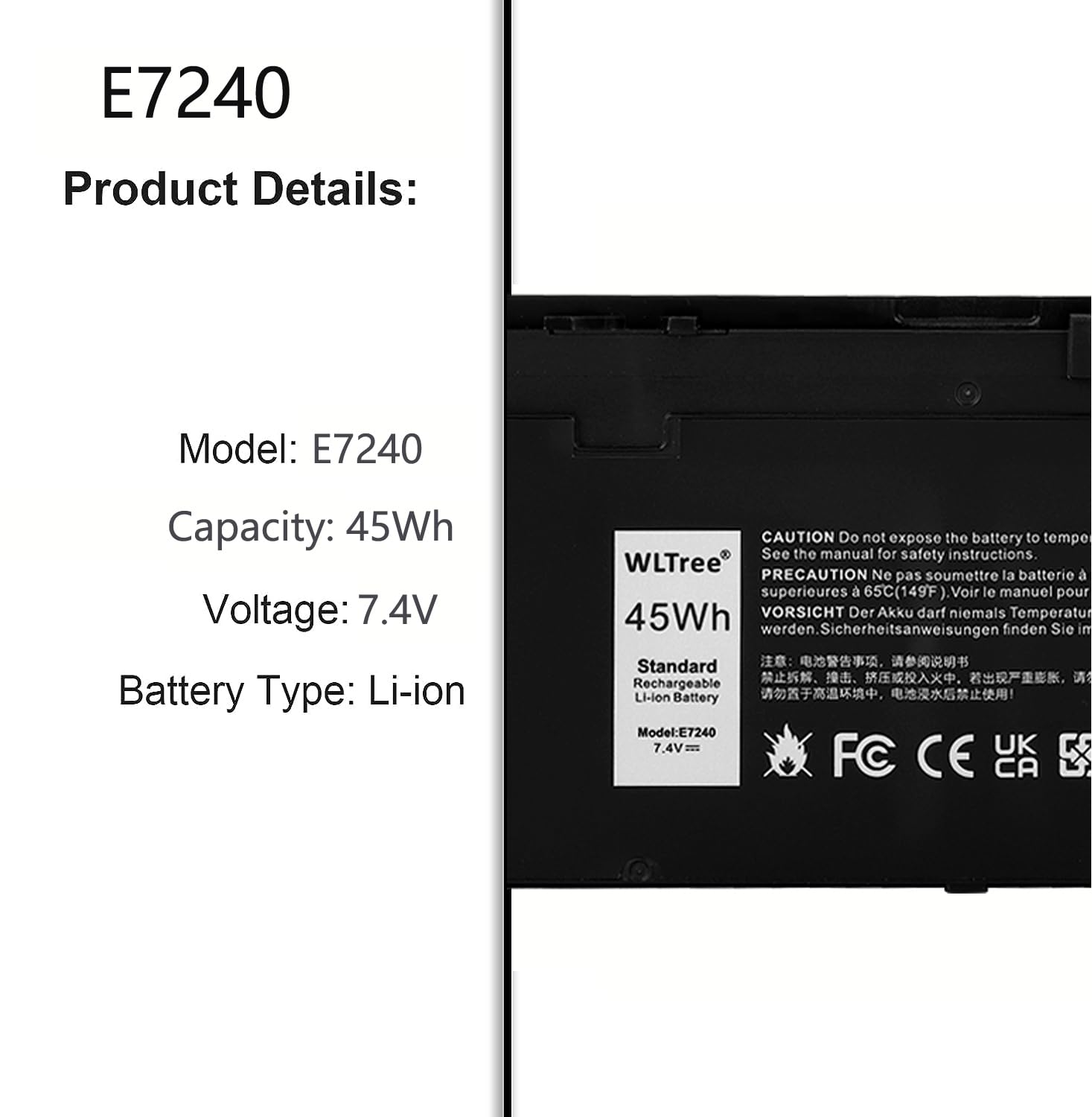 7.4V 45Wh WD52H GVD76 VFV59 Batería para DELL Latitude 12 7000 E7240 E7250 Ultrabook KWFFN J31N7 F3G33 HJ8KP W57CV WG6RP 9C26T J31N7 NCVF0 YDN87 HJ8KP JN0J1 451-BBFX 451-BBFW Battery