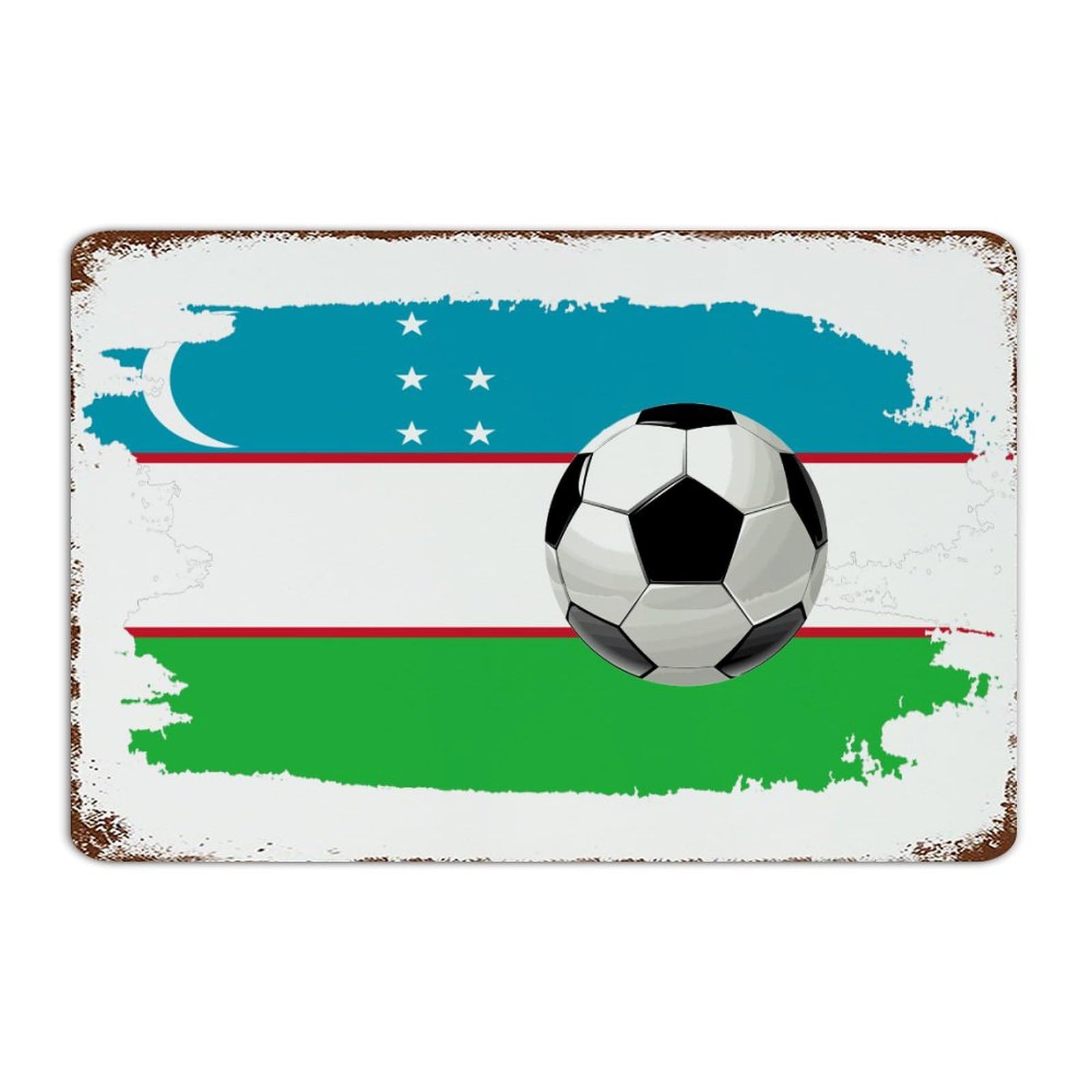 Panneau en métal personnalisé football Ouzbékistan, cadeau idéal 30x45