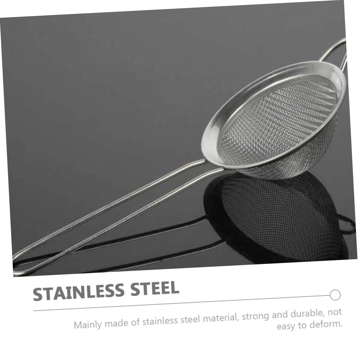 SOLUSTRE 2Pcs Mesh Sieve Kitchen Strainer for Baking Cooking and Juicing Portable Food Filter with Wide Design Easy Handle and Space Saving Storage