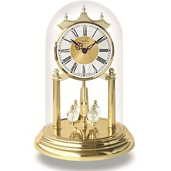 AMS Year Clock with Battery-Operated Quartz Movement and Glass Bell 1202