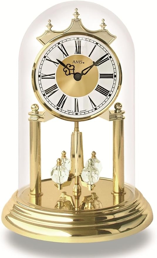 AMS 1202, orologio da tavolo con movimento al quarzo e campana di vetro, a  batteria : Amazon.it: Casa e cucina