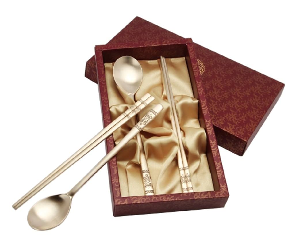 ヒウラユカさん　真鍮のカトラリーセット 5本 Amazon | Golden Bell 伝統的な真鍮スプーン&箸セット ライト