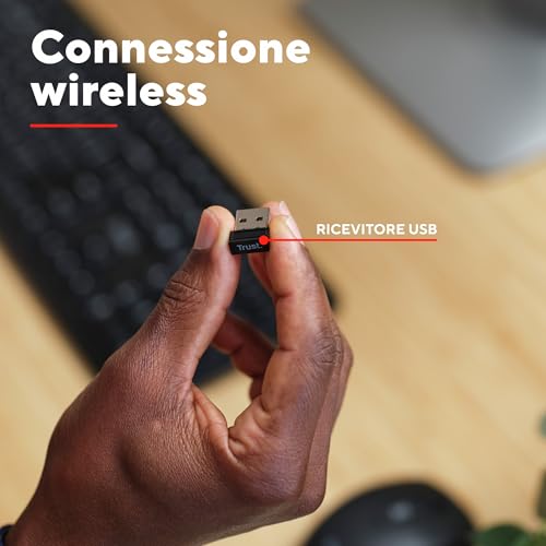 Ody II Tastiera Wireless Silenziosa Layout Italiano QWERTY, Tasti a Profilo Ribassato, Resistente agli Schizzi, Ricevitore USB 2.4GHz, Tastiera PC Senza Fili, Keyboard per Laptop, Mac - Nero - Tastiera gaming - Immagine 3