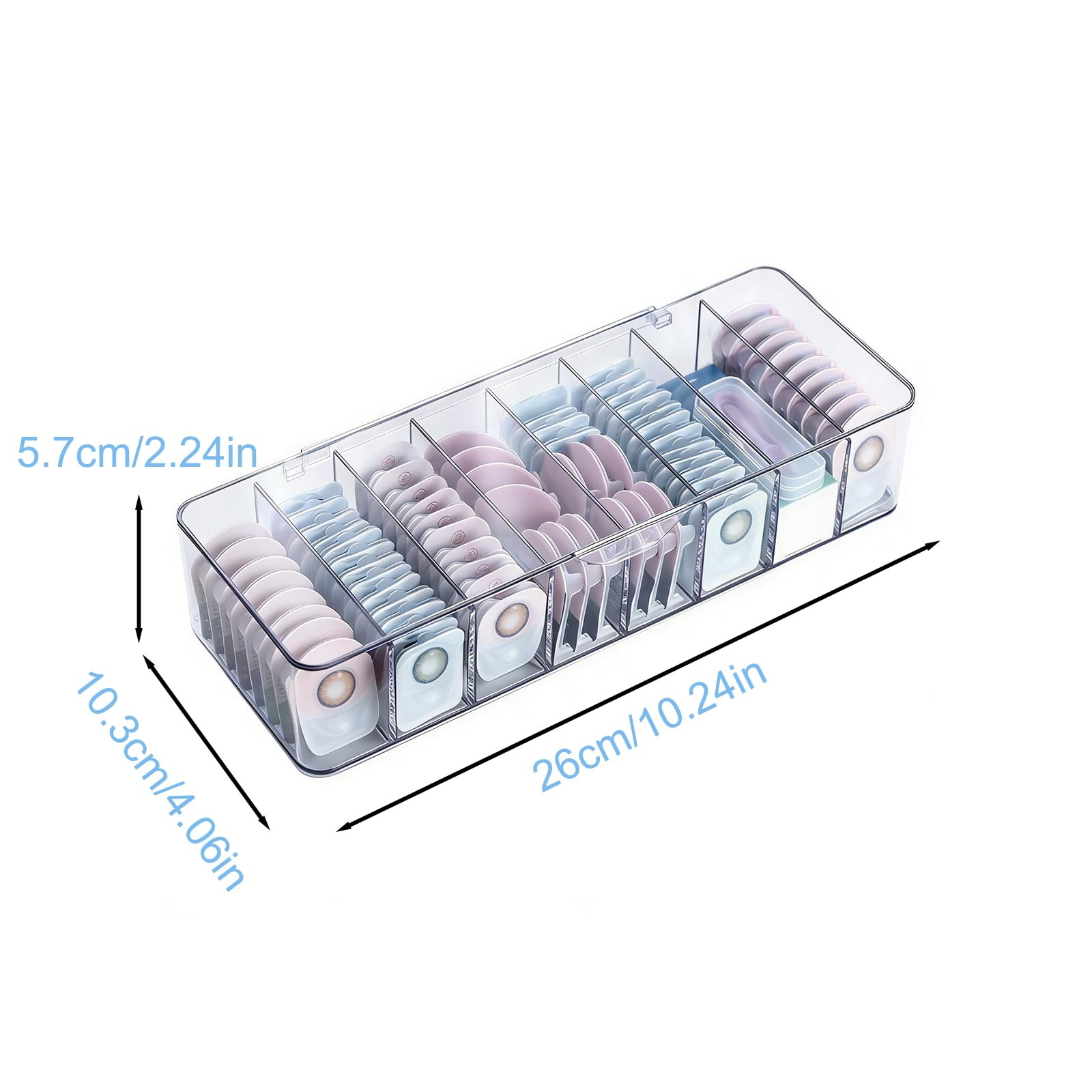 Caja de almacenamiento transparente para lentes de contacto, caja organizadora de lentes de 8 rejillas con tapa, almacenamiento diario de lentes desechables para baño, tocador, viajes — view 3