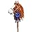 HollyHOME Stick Horse Plush with Detachable Blue Ribbon Champion Hobby Horse on Stick with Wood Wheels Real Pony Neighing and Galloping Sounds for Kids Toddlers Brown 36 Inches(AA Batteries Required)