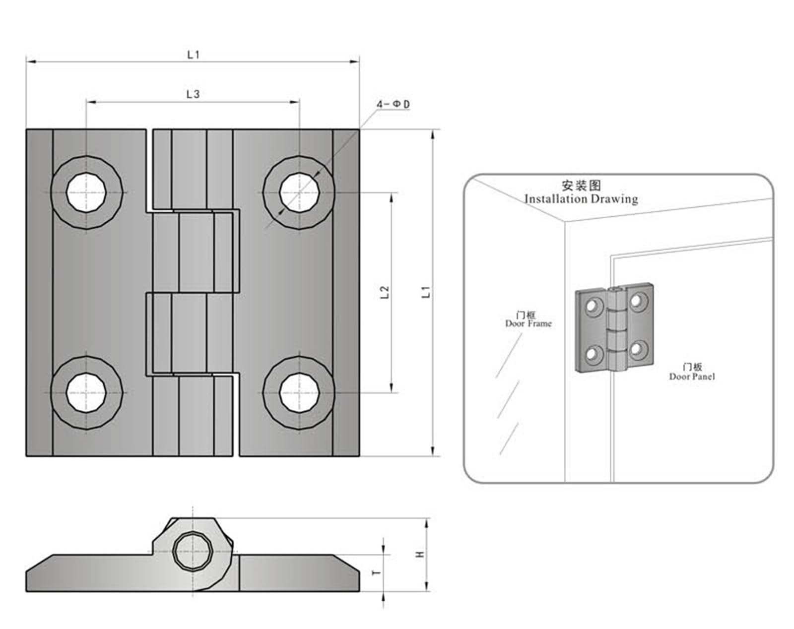 SK2-019B Automation Equipment Steel Door Hinge Industrial Butt Hinges 1Pcs