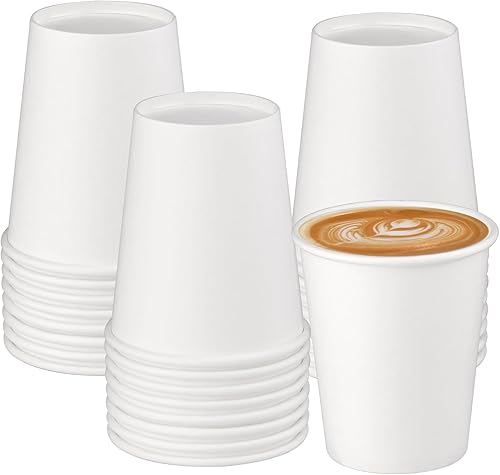 Paquete de 25 vasos de papel blancos de 8 onzas para fiestas, tazas de café de papel desechables, vasos de papel para bebidas calientes o frías,
