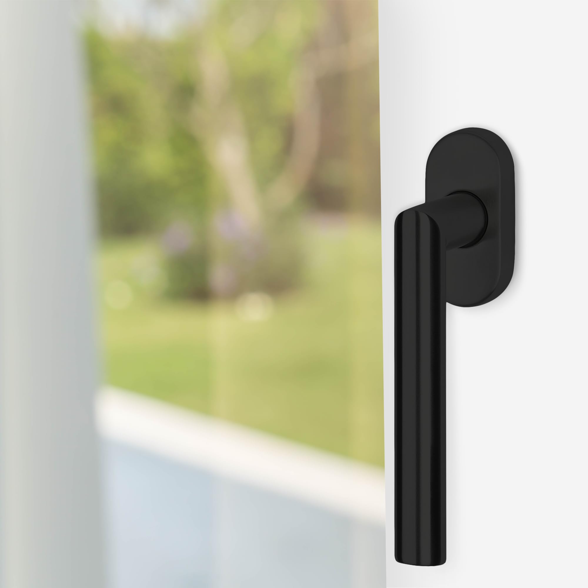 Mira 1905 Antique Black Window Handle On Oval Rosette In - View #5