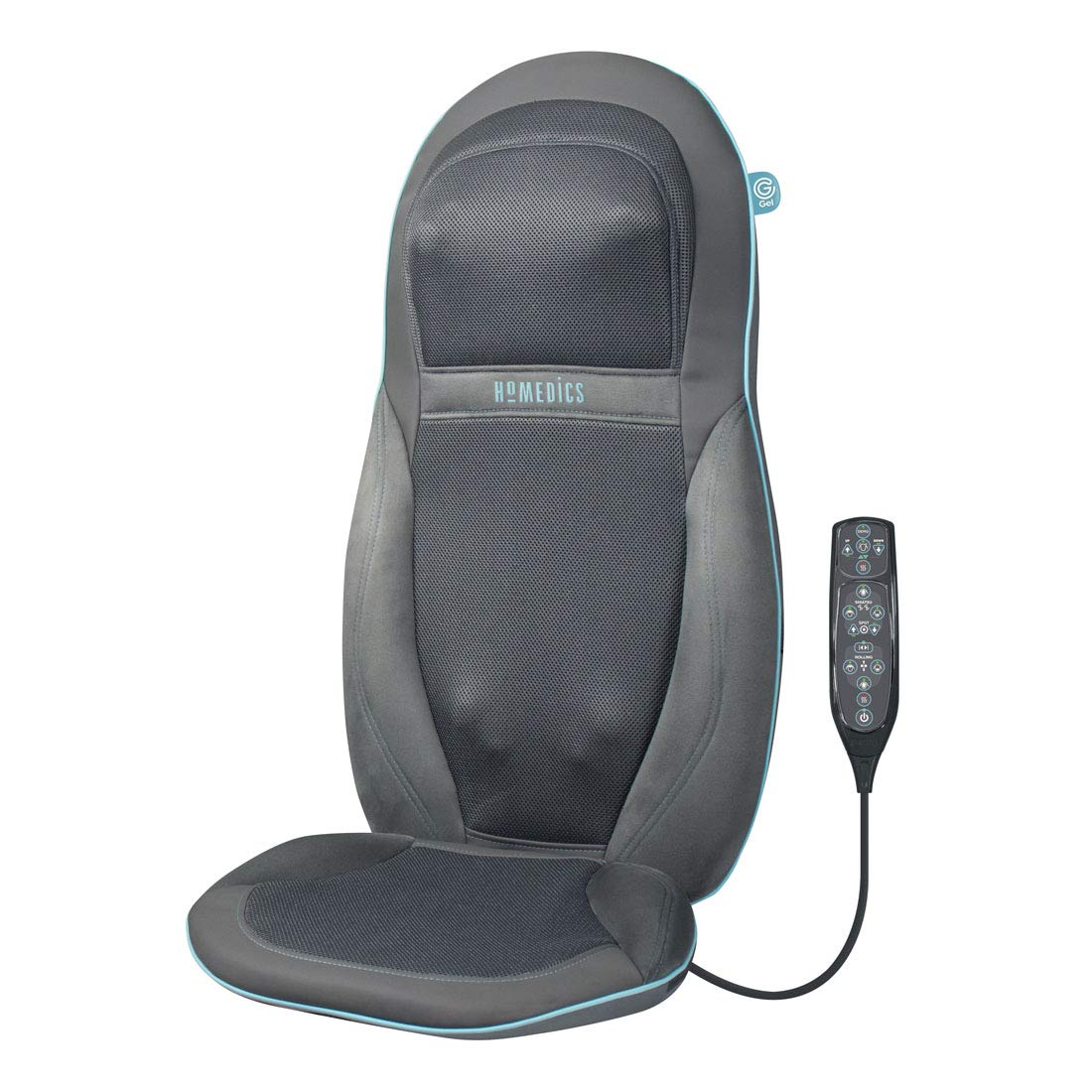HoMedics Silla Masajeadora Para Espalda y Cuello con Nodos de Gel, Asiento masajeador Homedics con Calor para espalda y cuello