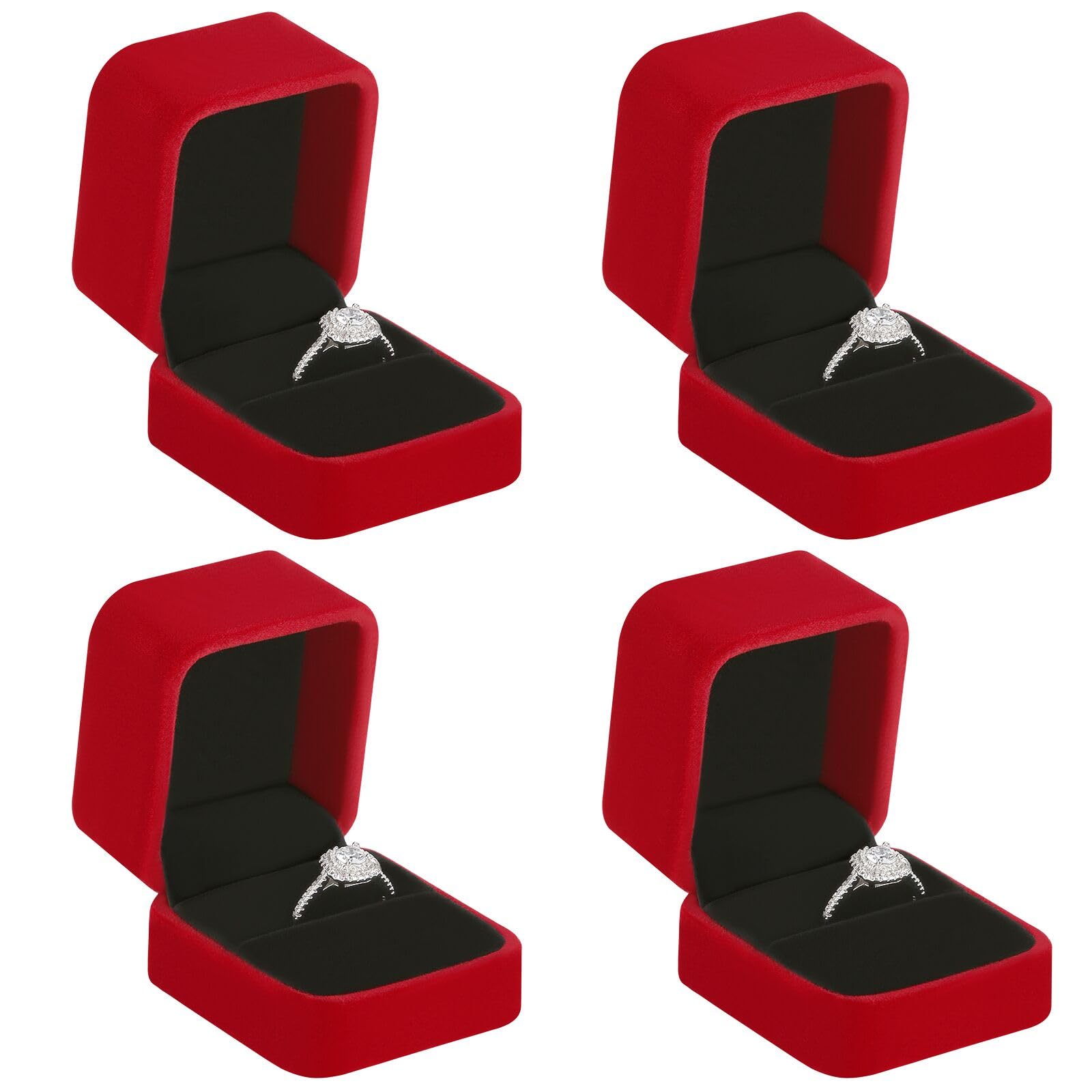 LETURE Set di 3 scatole regalo in velluto per collane, gioielli classici, per matrimoni, fidanzamenti, proposte, compleanni e anniversari (blu